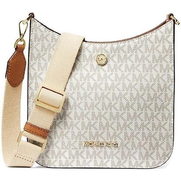 Michael Kors Handbags - Michael Kors Briley Small Messenger Crossbody Handbag MK Vanilla Logo